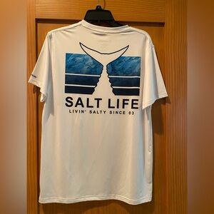 Salt Life Men’s White Livin’ Salty SLX (Drifit) Short Sleeve Shirt NWT S